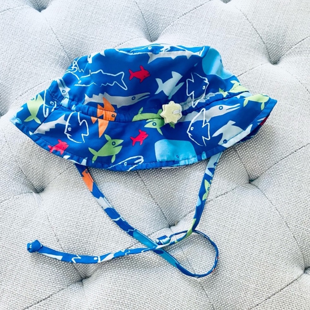 Infant sun hat fish theme print UPF 50